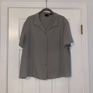Vintage, sage green, short sleeve button up by Laura Scott sz 18W
